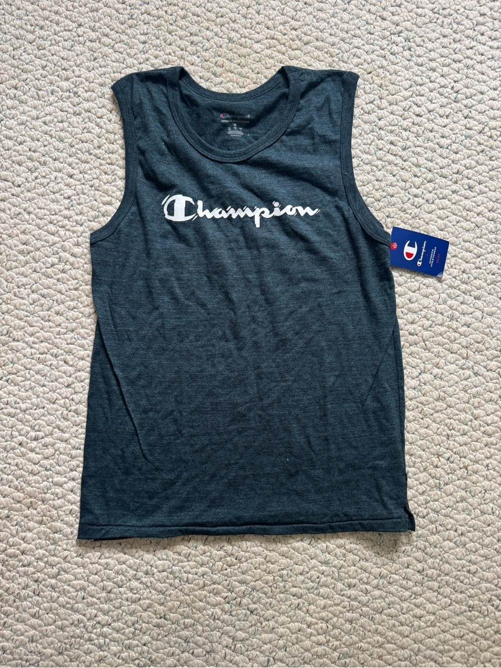 NWT Champion Dark Gray Tank with White Script Logo